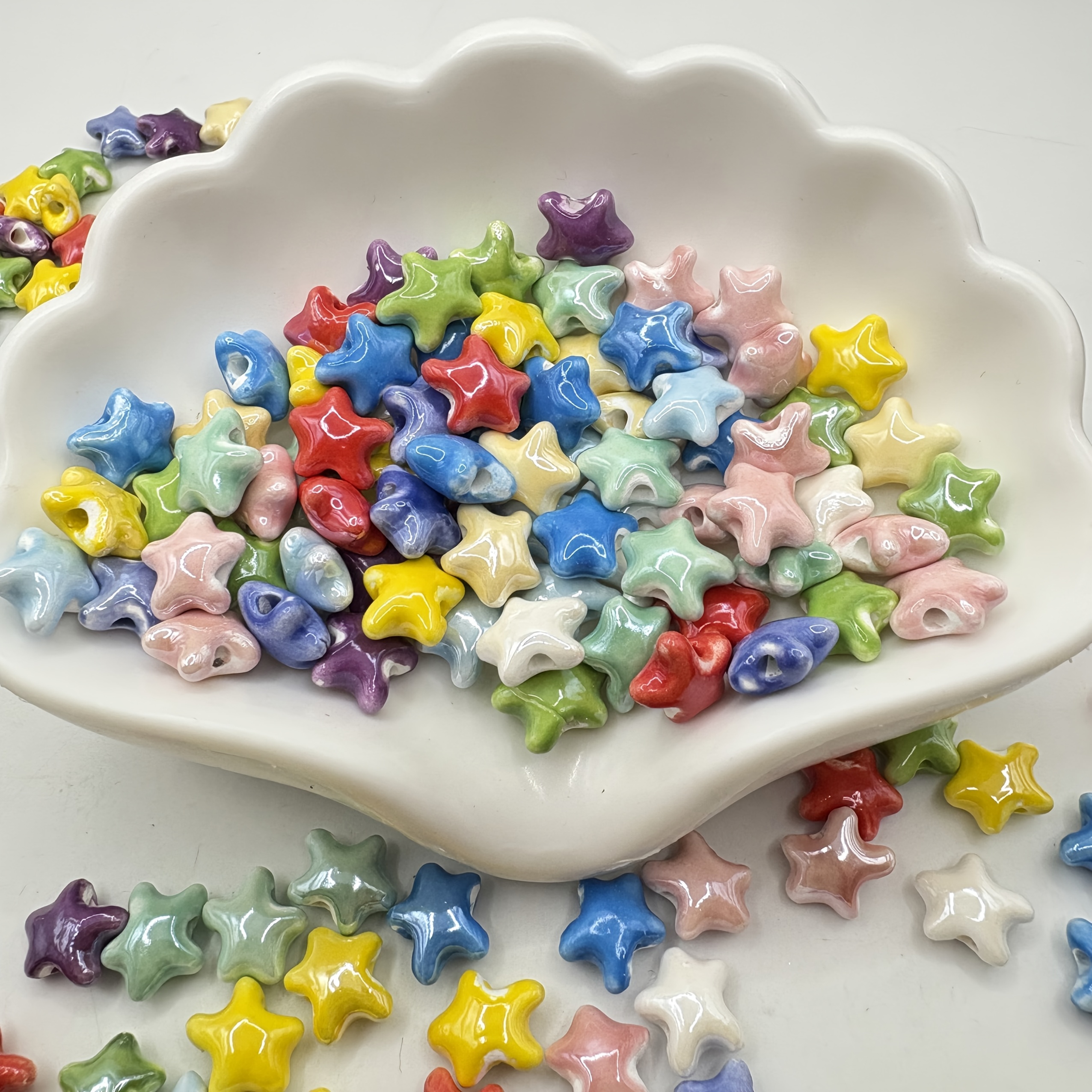 15pcs Colorful Star Ceramic Beads for DIY Jewelry Making